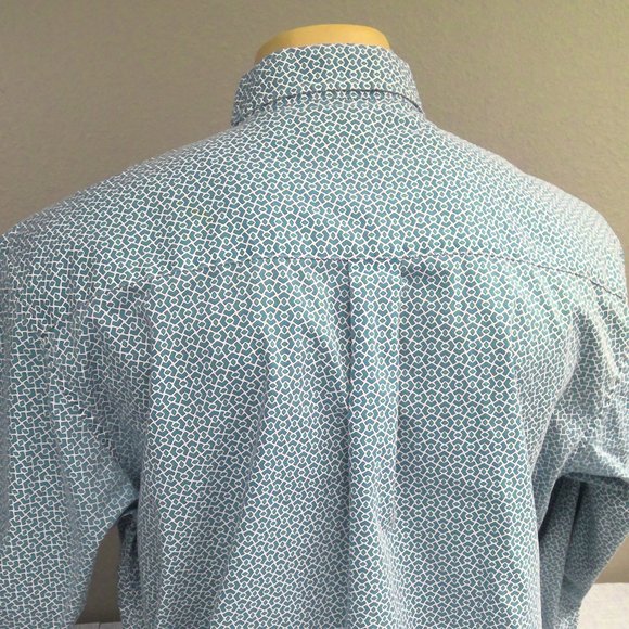 Wrangler Button Down Shirt Long Sleeve Blue Geometric Men's XL - Picture 3 of 8